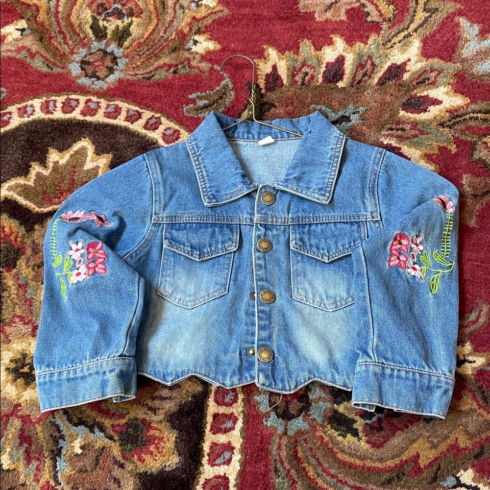 Girls Floral Denim Jacket